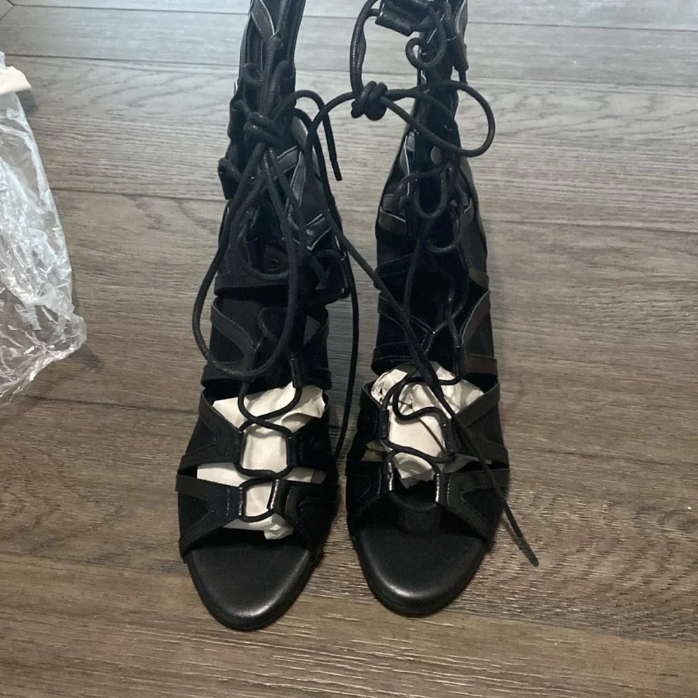 NWT BURJU Vikky Open Toe Strappy Mesh Cut Out Lace Up Ankle Boots | Size 11 - Picture 10 of 12